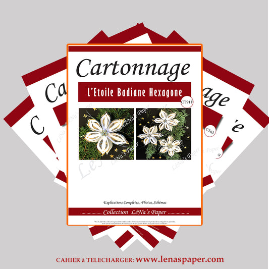 L'Etoile Badiane Hexagone -Tuto Cartonnage à télécharger (Copie) Lena's Paper