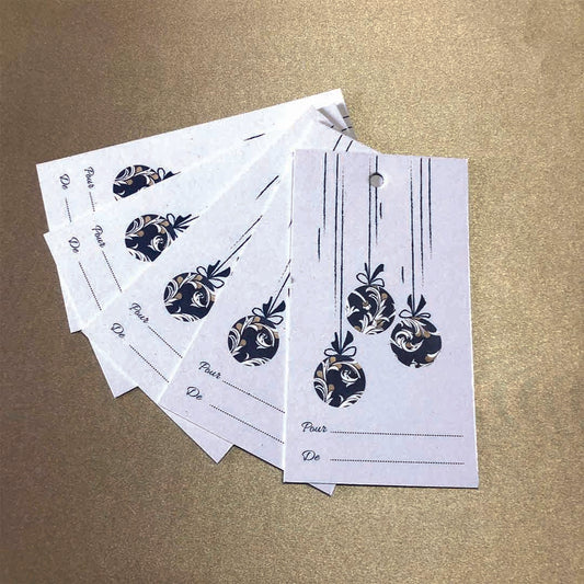 5 Etiquettes cadeaux Noel bleu marine et or Lena's Paper