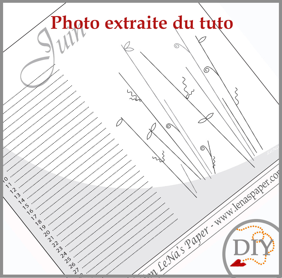 Planche Juin du Calendrier perpétuel - Tuto à Télécharger Lena's Paper