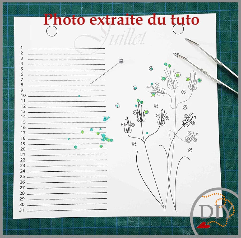 Planche Juillet du Calendrier perpétuel - Tuto à Télécharger Lena's Paper