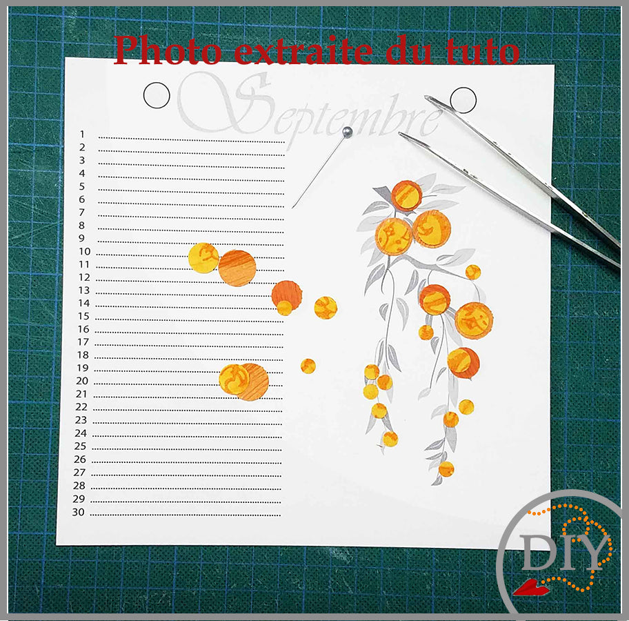 Planche Septembre du Calendrier perpétuel - Tuto à Télécharger Lena's Paper