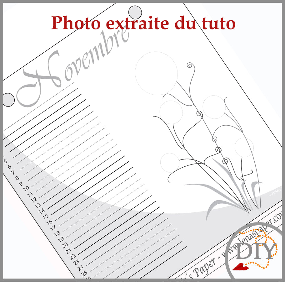Planche Novembre du Calendrier perpétuel - Tuto à Télécharger Lena's Paper