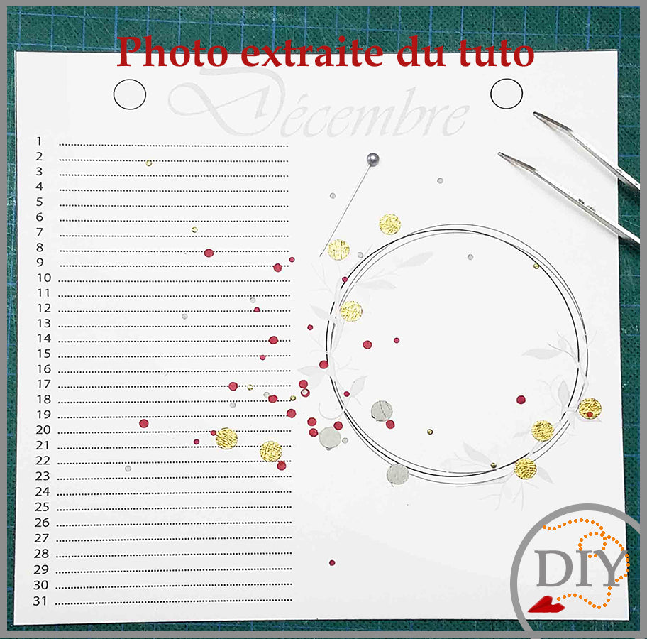 Planche Décembre du Calendrier perpétuel - Tuto à Télécharger Lena's Paper