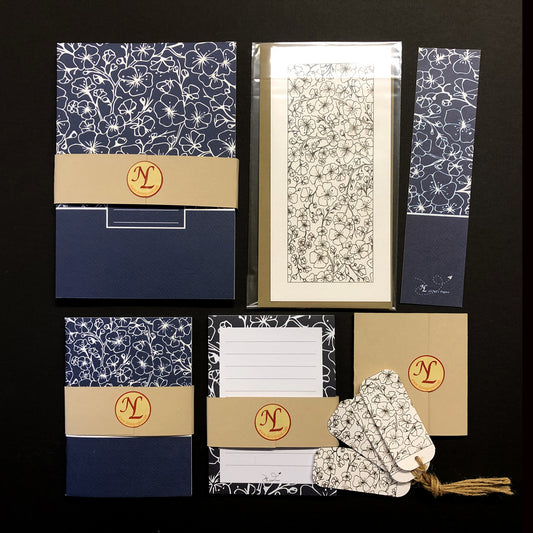 Box papeterie  CERISIER du JAPON-10 articles de papeterie-coffret Lena's Paper