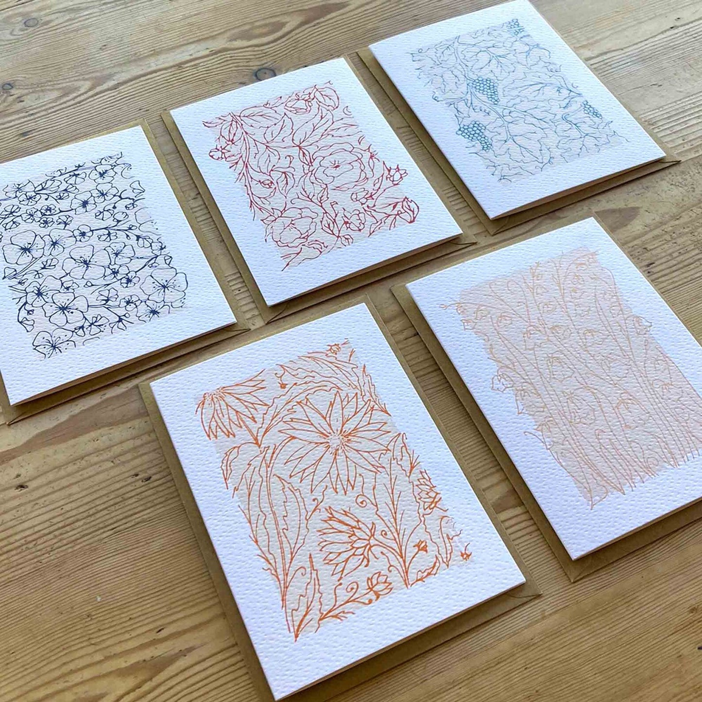 Coffret de 5 Cartes doubles différentes+enveloppe Lena's Paper