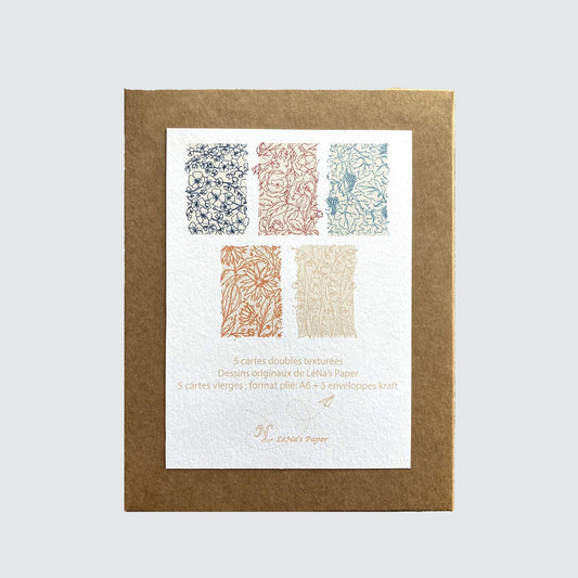 Coffret de 5 Cartes doubles différentes+enveloppe Lena's Paper