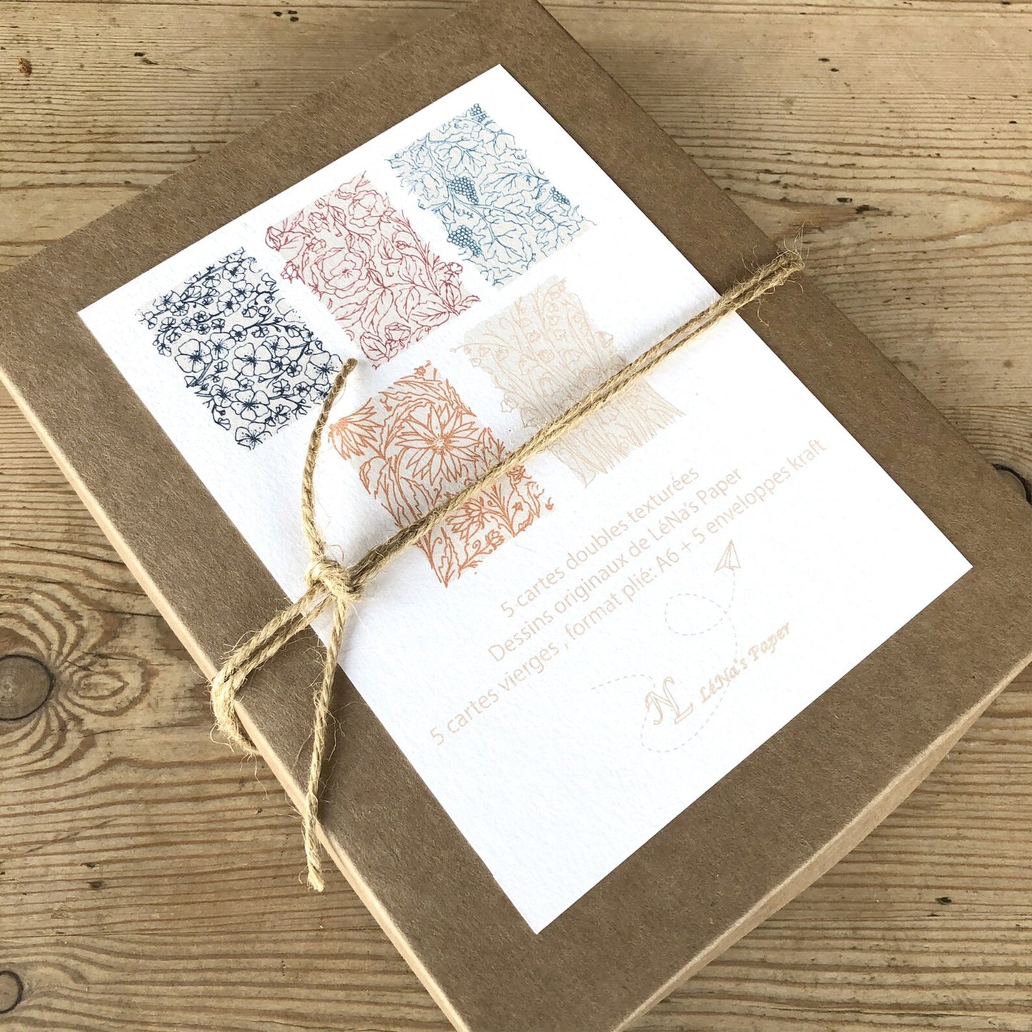 Coffret de 5 Cartes doubles différentes+enveloppe Lena's Paper