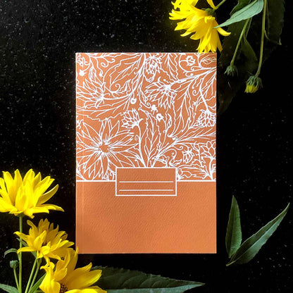 Achat Carnet Dhalia A5 pages unies - Carnet dhali orange - joli carnet  fleuri en gros