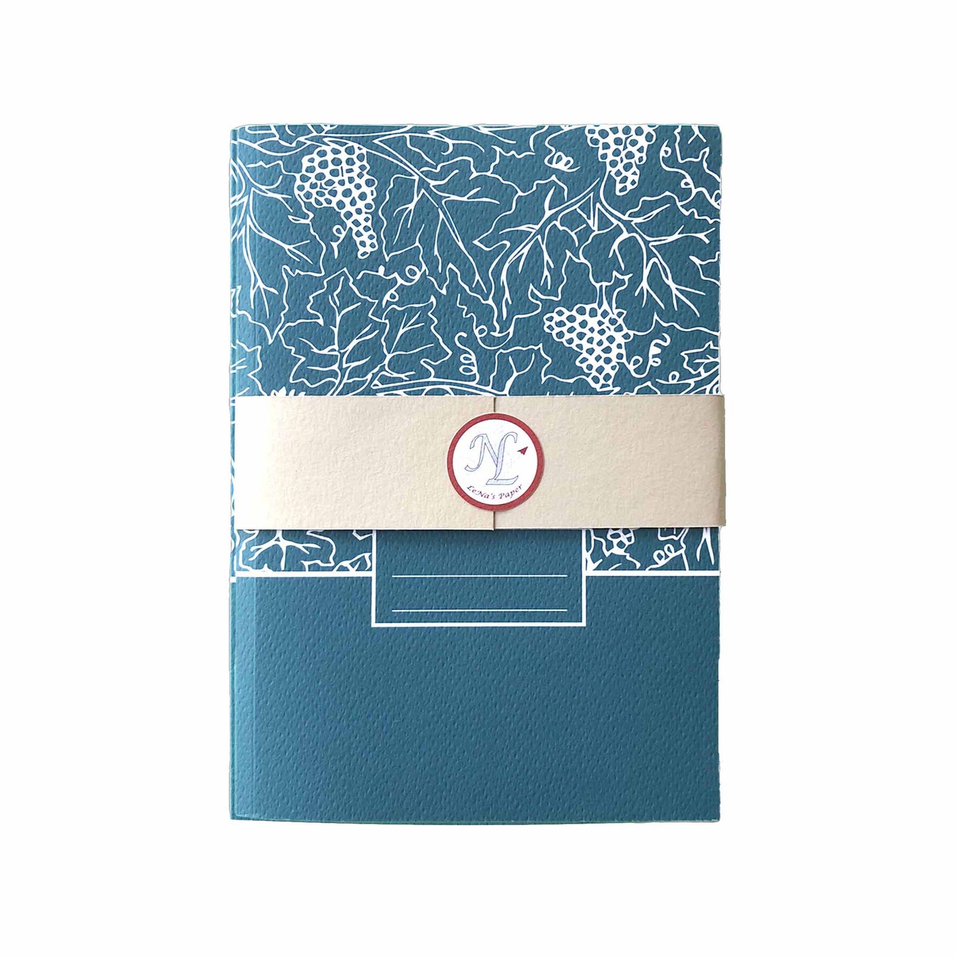 Carnet ligné A5 - Cahier de voyage vert/bleu lagune - papeterie fleurie Collection Dionys Lena's Paper