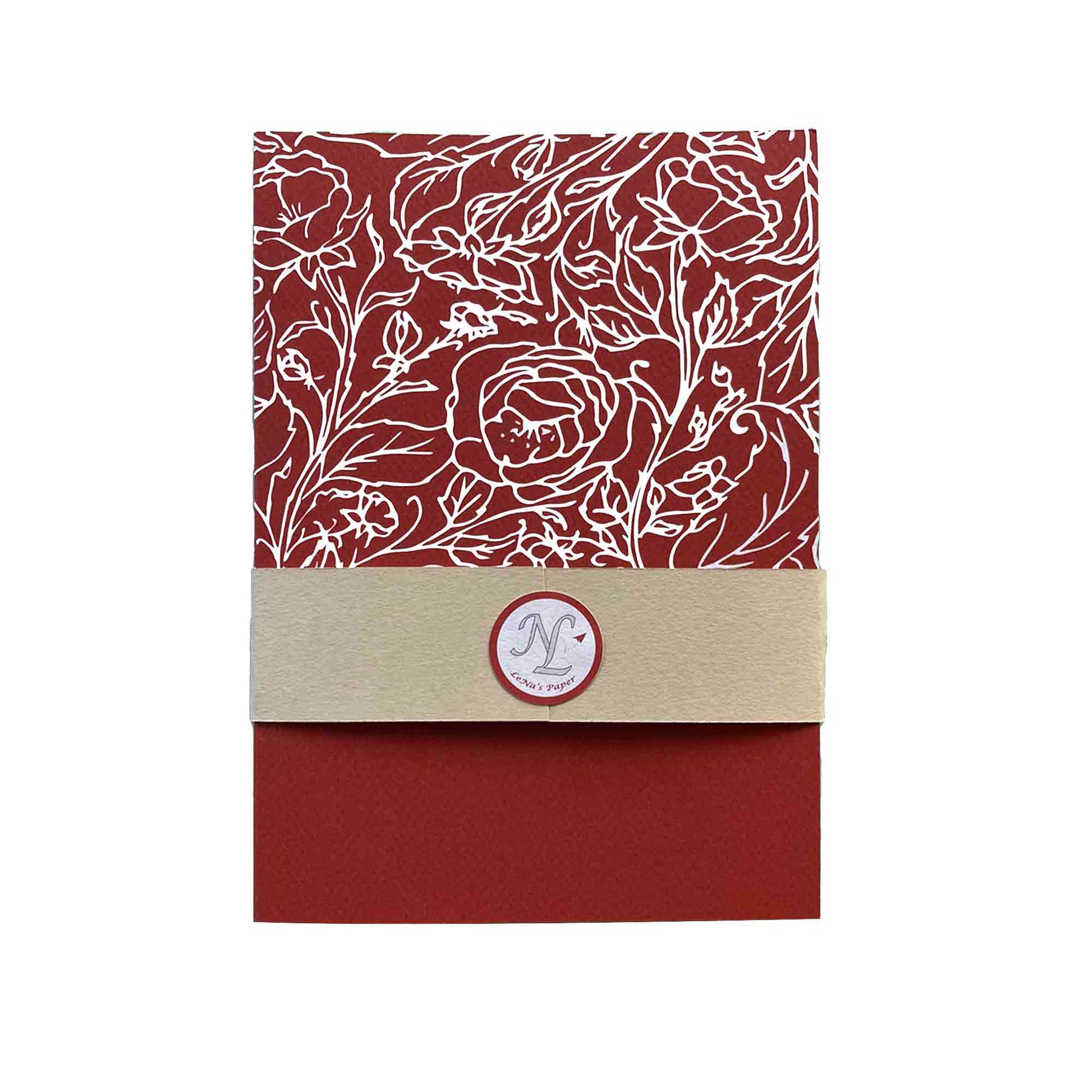 Carnet de note A5 artisanal papier recycle rose rouge couverture