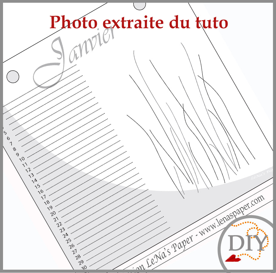 Planche Janvier du Calendrier perpétuel - Tuto à Télécharger Lena's Paper