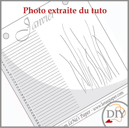 Planche Janvier du Calendrier perpétuel - Tuto à Télécharger Lena's Paper